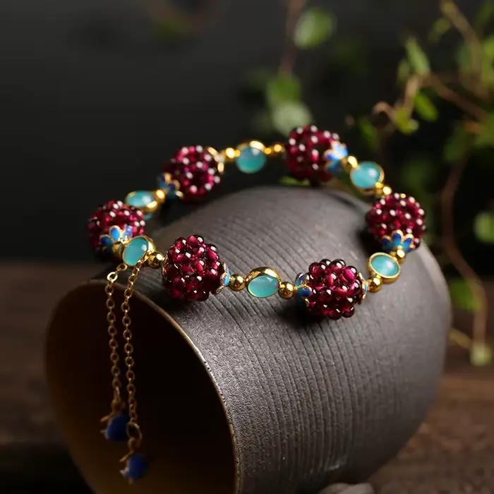 Bracelet en grenat naturel pour femmes