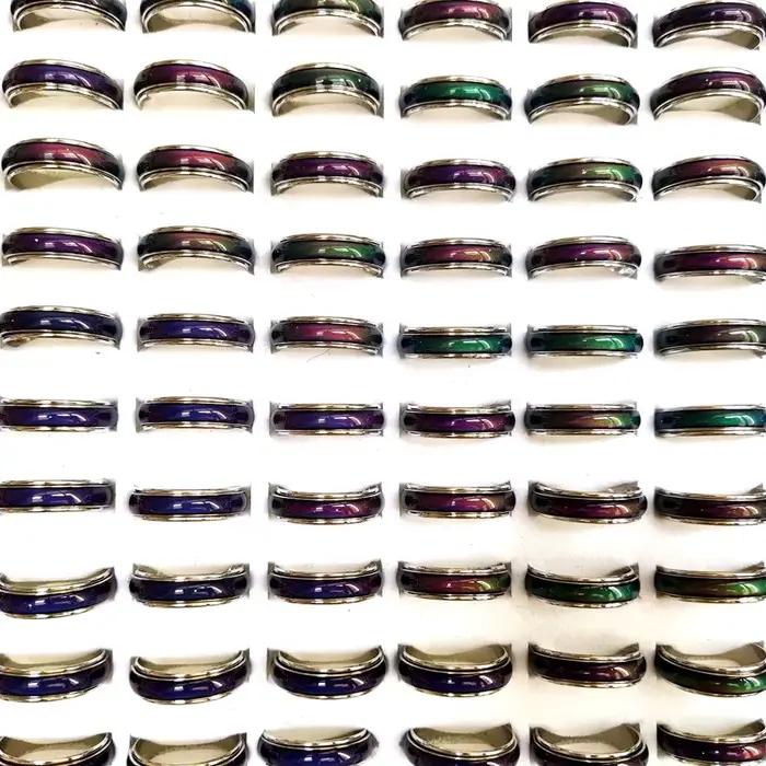 Anneau d'humeur Spinner 8mm 6mm, 30 pièces, sensation d'émotion, température variable, couleur chang