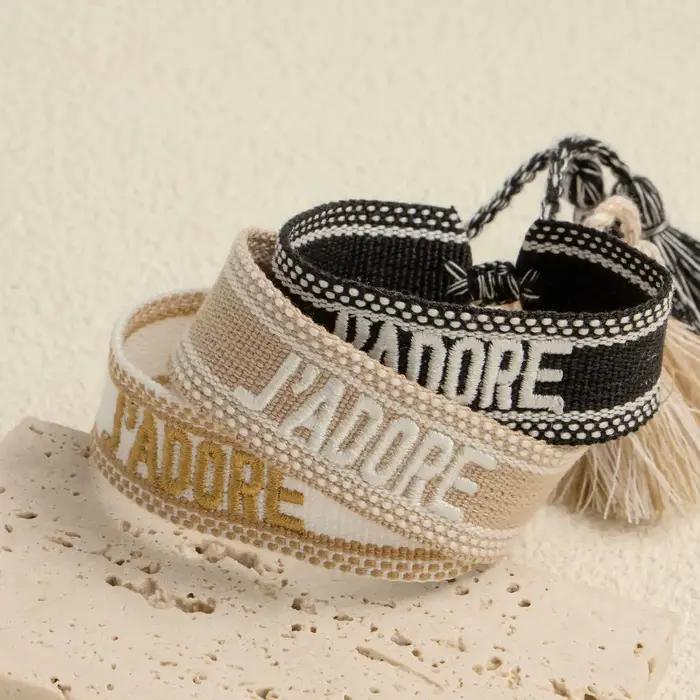 JADORE lettre brodé tricoté Bracelet gland dames tissé
