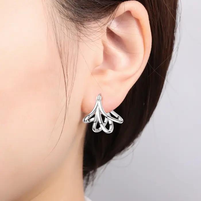 CYCUFF 925 boucles d'oreilles incurvées simples en argent Sterling bricolage