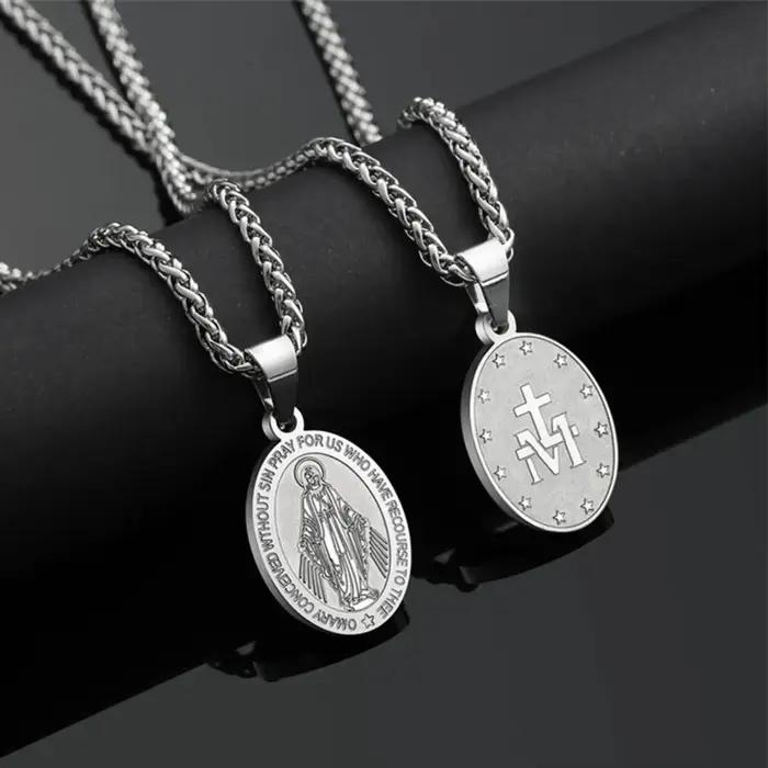 Collier pendentif Saint Joseph et Jésus pour femmes