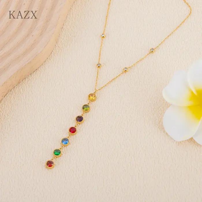 Collier long en cristal coloré 7 chakras anti-décoloration KAZX