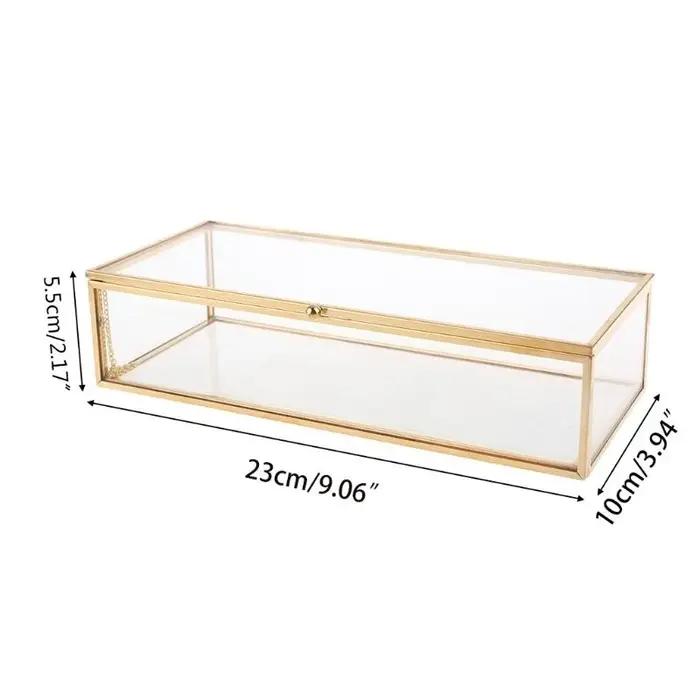 Boîte à bijoux vintage transparent en verre Organisateur