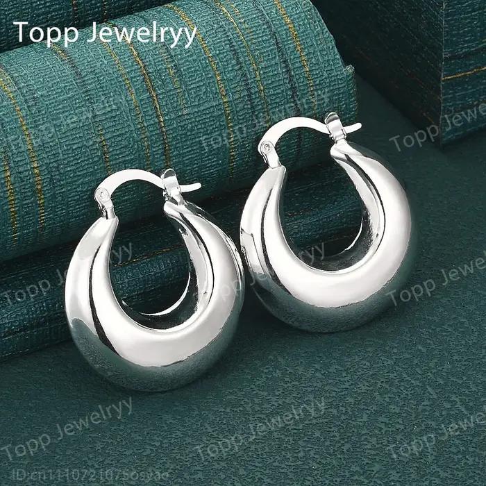 Clips d'oreille ronds élégants en argent Sterling 925, brillants et exquis, accessoires de mode pour