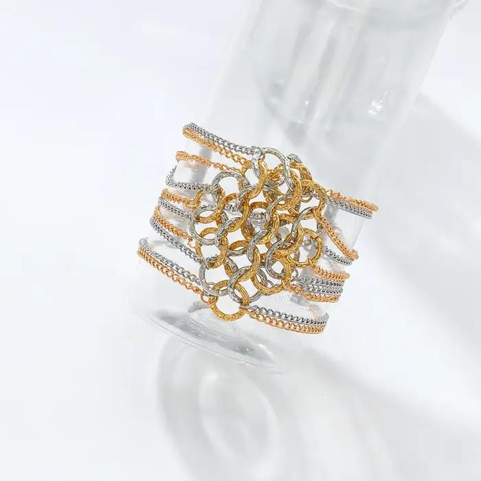 Bracelets multicouches en chaînes métalliques pour femmes style moderne motifs géométriques tracker d'humeur cadeaux de fête occaions spéciales