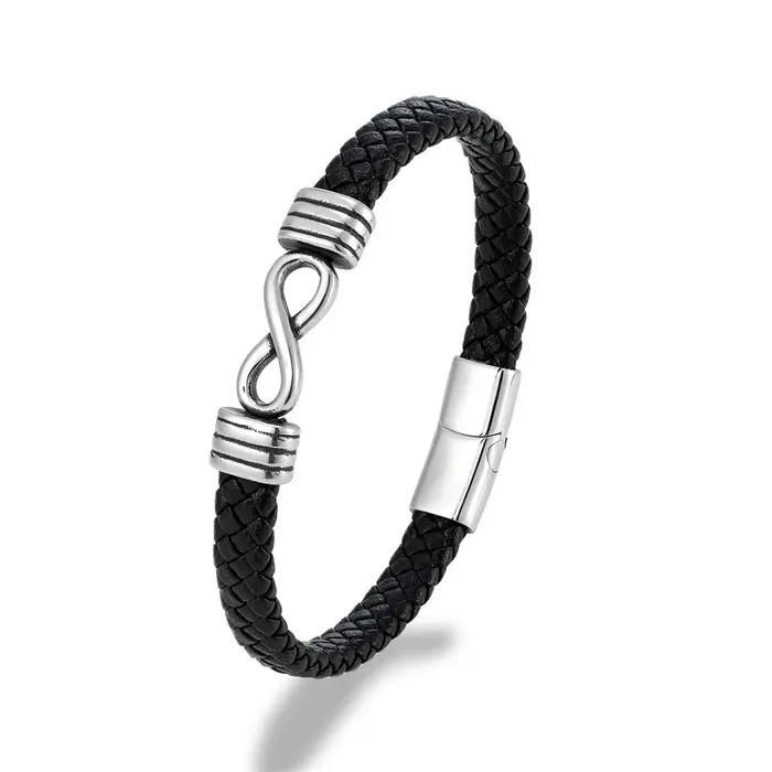 Bracelet à breloques Mobius en cuir véritable pour hommes