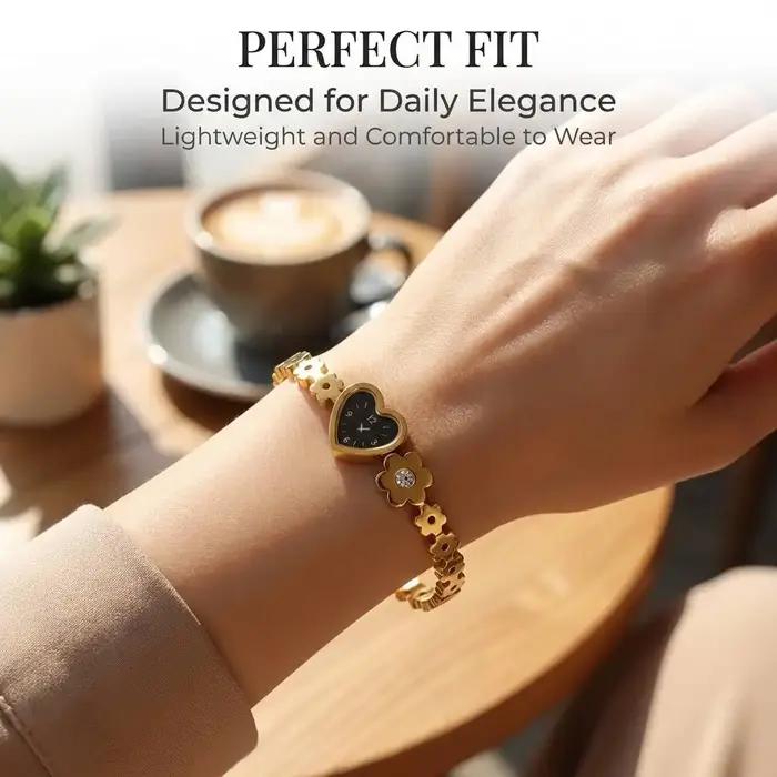 Nouveau bracelet mignon en forme de cœur avec cadran d'horloge
