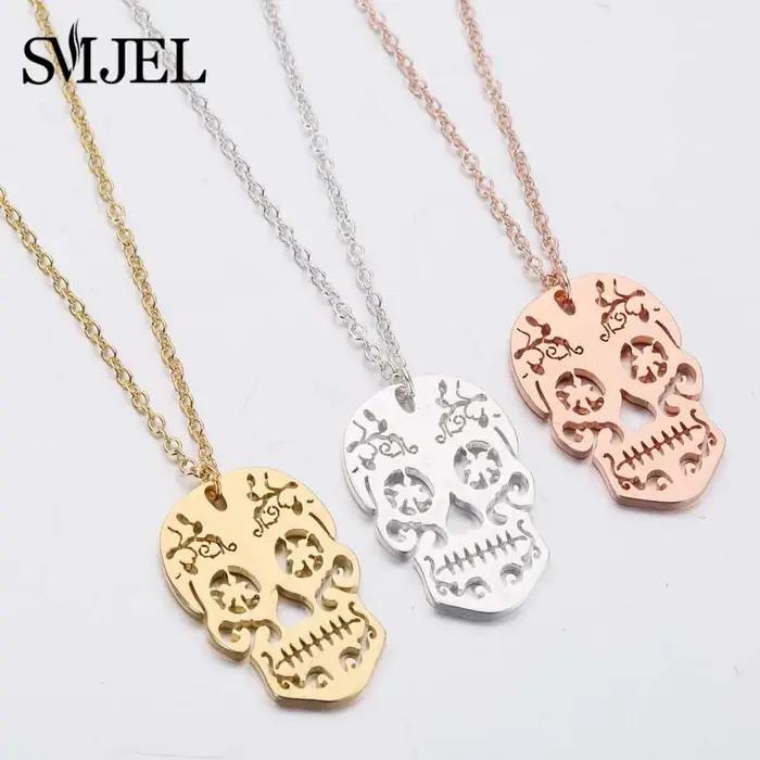SMJEL Collier pendentif squelette vintage pour femme