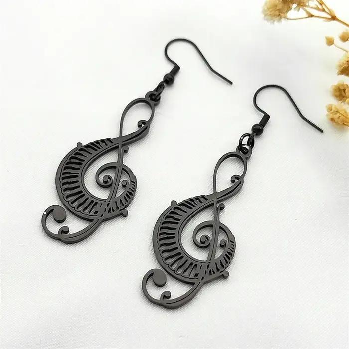 Boucles d'Oreilles en Acier Inoxydable, Notes Musicales pour Femme, Occasions Spéciales, Design Unique, Audace Moderne, Durabilité, Convient pour Tous Les Soirs