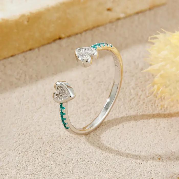 ANDYWEN – bague Double cœur réglable en argent Sterling 925