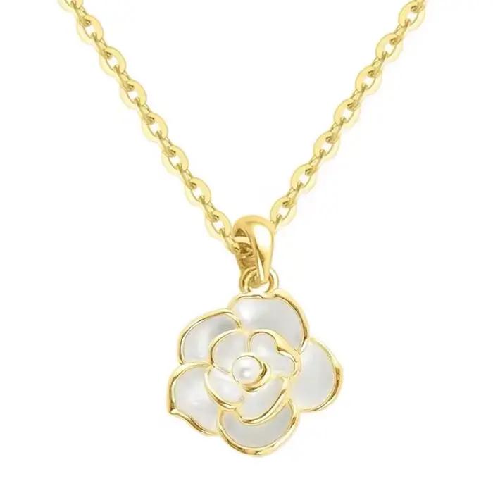 Collier romantique français élégant en émail blanc