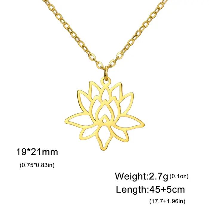 EUEAVAN Colliers Bouddhistes Fleur de Lotus en Acier Inoxydable, Pendentif Yoga Guérison pour Femme, Bijoux Amulette, Vente en Gros