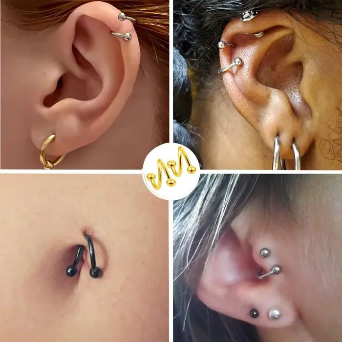 Boucles d'oreilles en spirale en acier inoxydable avec finition plaquée, bijoux de piercing punk pour femmes, audace et élégance pour toutes les occasions