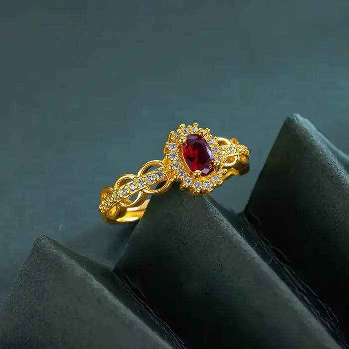 Bague en or véritable 14 carats pour femme