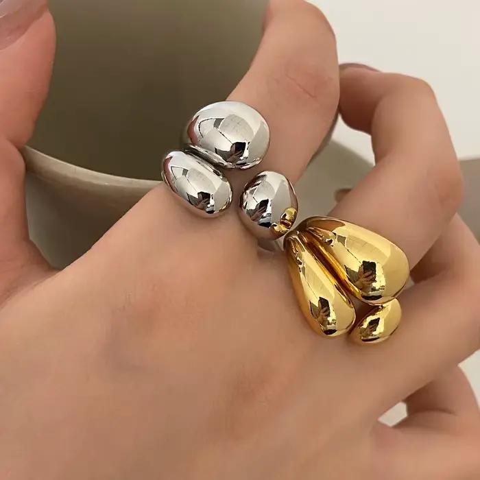 Bague dôme épaisse plaquée or et argent pour hommes et femmes