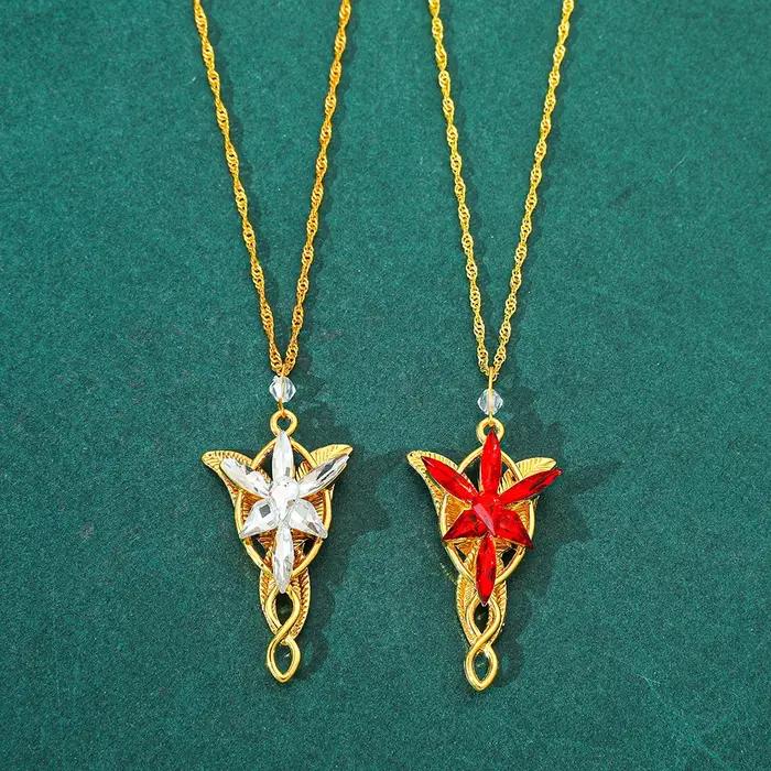 Arwen Evenstar-Collier avec pendentif en cristal doré pour femme et fille