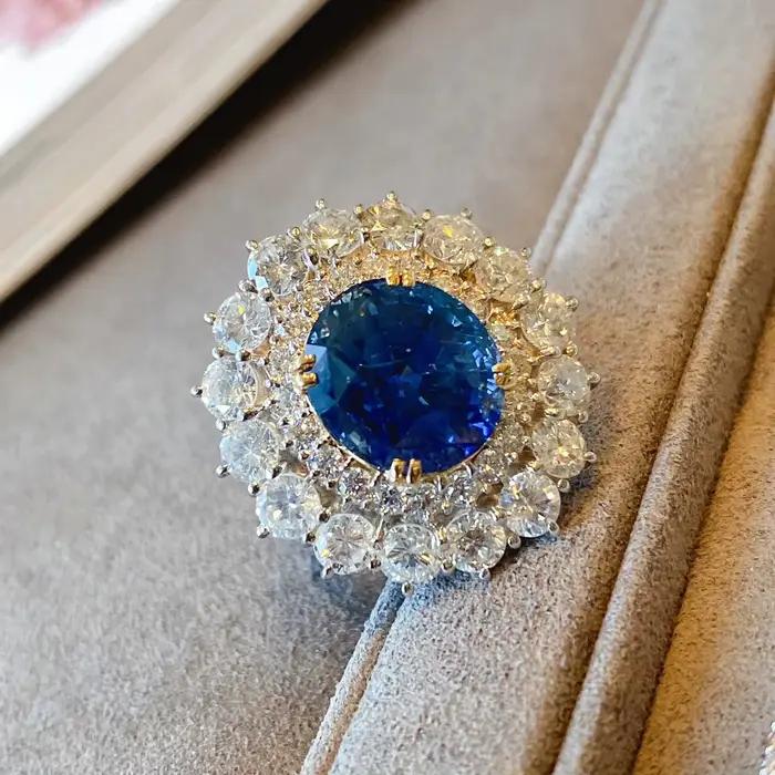 Bague de princesse Diana cz pour femmes engagement mariage alliance de mariage avec boîte à bijoux ajustable largeur 15mm pour célébrations romantiques
