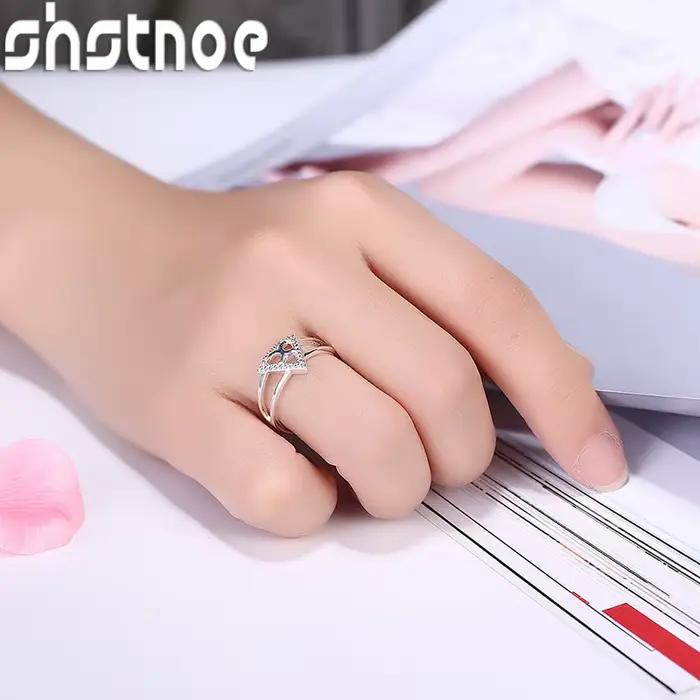 Bague triangulaire en argent Sterling 925 de haute qualité pour femmes