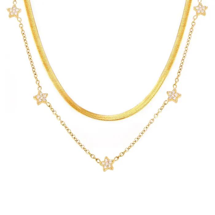Collier étoile tendance en acier inoxydable pour femmes