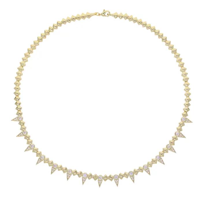 2025 nouveau Cool femmes bijoux couleur or Rock Punk CZ pavé Spike géométrique charme chaîne collier