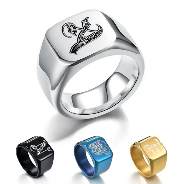 Alliance de Mariage en Acier Inoxydable avec Lettres Anglaises pour Homme Occasions Spéciales