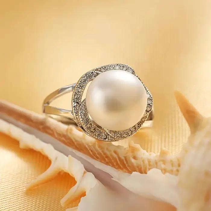 2019 bague de perles d'eau douce AAAA de qualité supérieure pour femmes