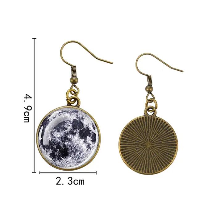 Boucles d'oreilles système solaire vendange en verre avec base de cuivre pour femmes pour les occasions spéciales et les soirées formelles