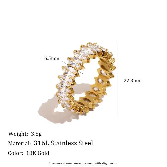 E.B.belle – bagues en Zircon pour femmes, bijoux de luxe en acier inoxydable plaqué or 18 carats, ac