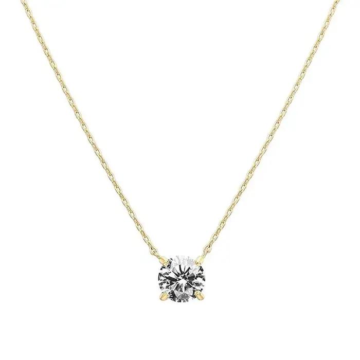 Collier pendentif pour femme en or plaqué 18 carats avec diamant simulé de 2