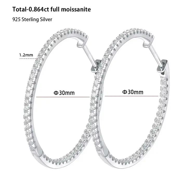 M-JAJA véritable Moissanite diamant boucles d'oreilles 18K plaqué or blanc 925 en argent Sterling bo