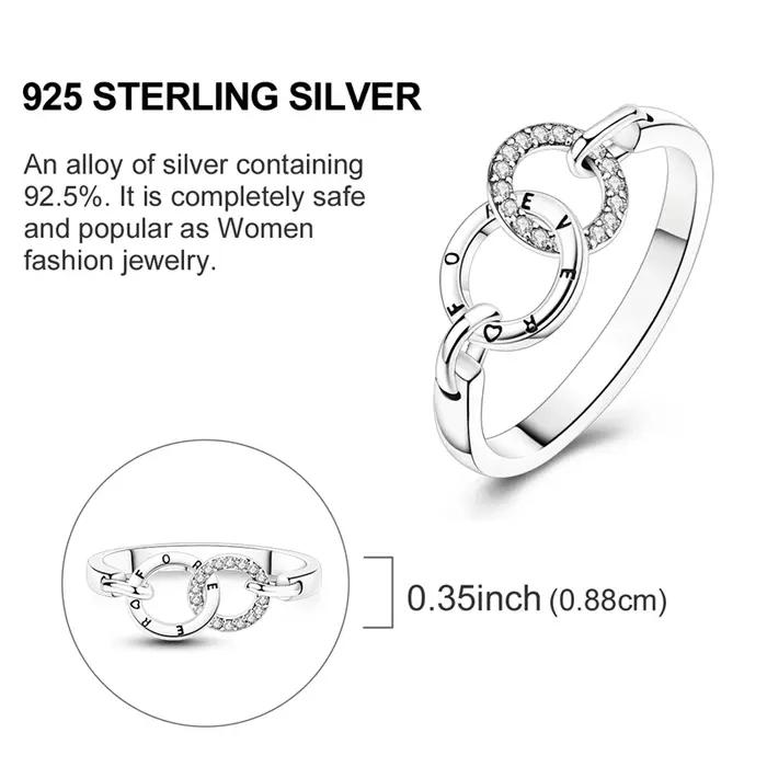 Bague circulaire mobile scintillante en argent Sterling 925