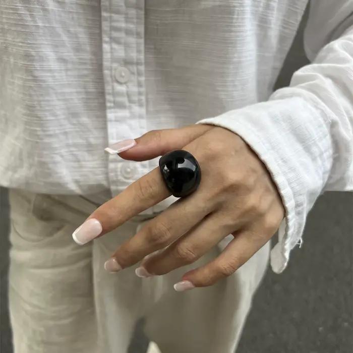 Large bague résine géométrique à la mode pour femmes, bague punk originale pour soirée festive