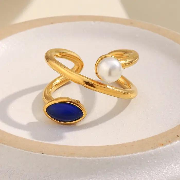 E.B.belle – bague créative asymétrique en pierre naturelle pour femmes