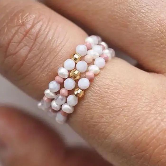 Bague en pierre semi-précieuse avec perles empilables style Boho tracker de sommeil pour femmes occasions spéciales