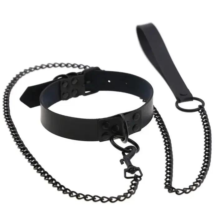 Collier en cuir sexy en forme de O chaîne de clavicule style gothique noir pour femmes occasions spéciales soirée chic concerts underground