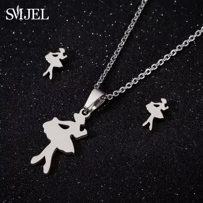Boucles d'oreilles de Ballet dansante pour femmes et filles, colliers de ballerine à la mode, couleu