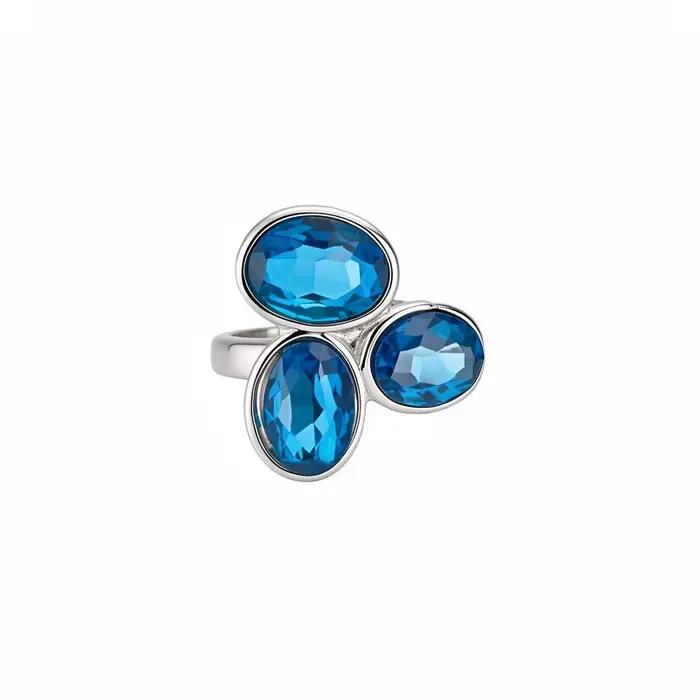 Bague ovale réglable incrustée de cristaux rétro