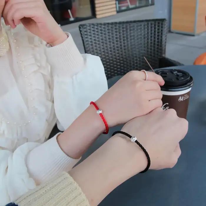 Bracelet en argent sterling 925 avec perles rouges classiques pour femmes occasions spéciales
