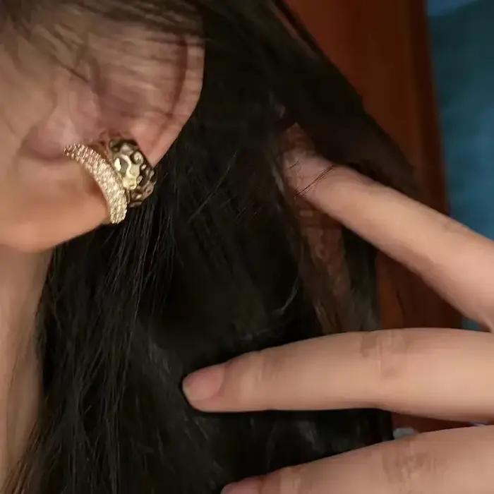 Punk Zunderes-Manchette d'oreille double couche pour femme