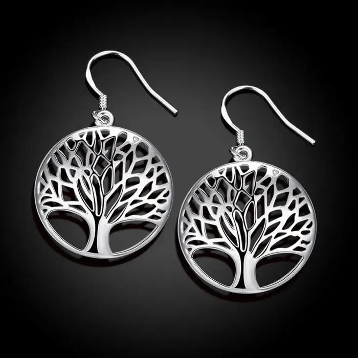 Boucles d'oreilles rondes creuses en argent sterling 925 élégantes pour femmes style moderne occasions spéciales mariage anniversaire cadeau de fête