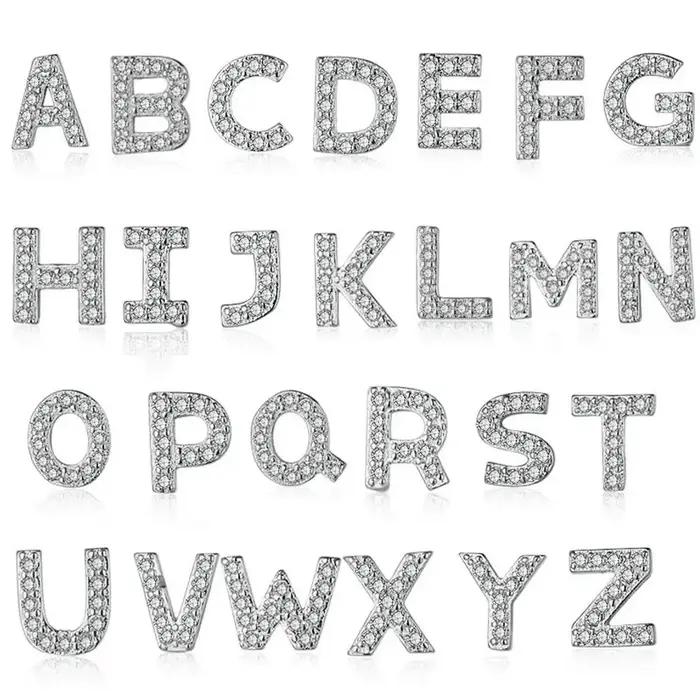 Boucles d'oreilles en argent sterling 925 serties de moissanite avec lettres initiales personnalisables pour femmes occasions spéciales