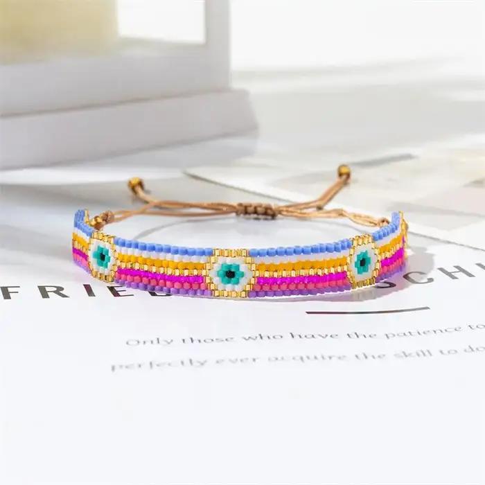 Bracelet mexicain bohème en verre perles tissées pour femmes occasions spéciales artisanat traditionnel