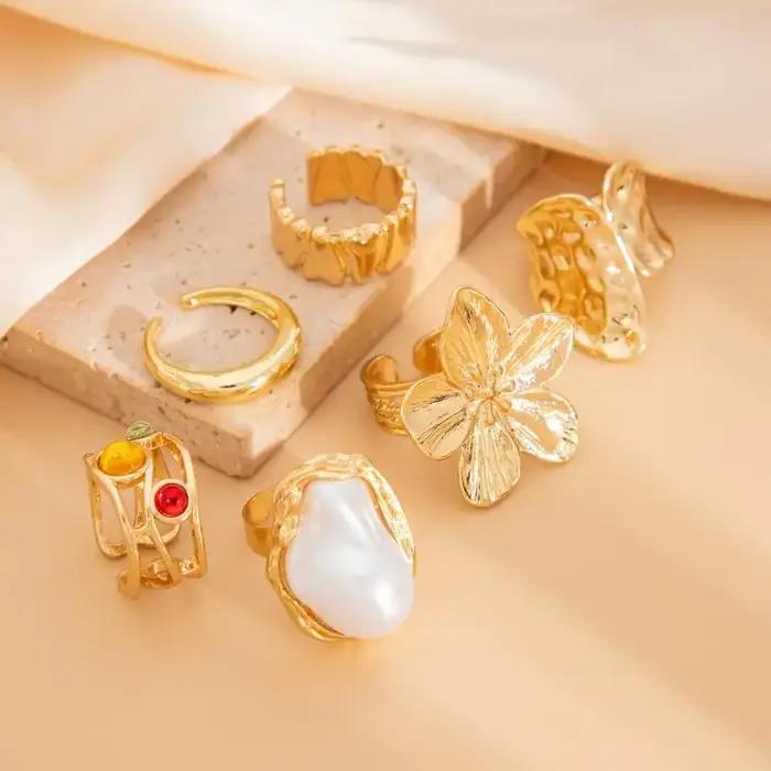Bague ouverte en Imitation de perles de cristal pour femmes