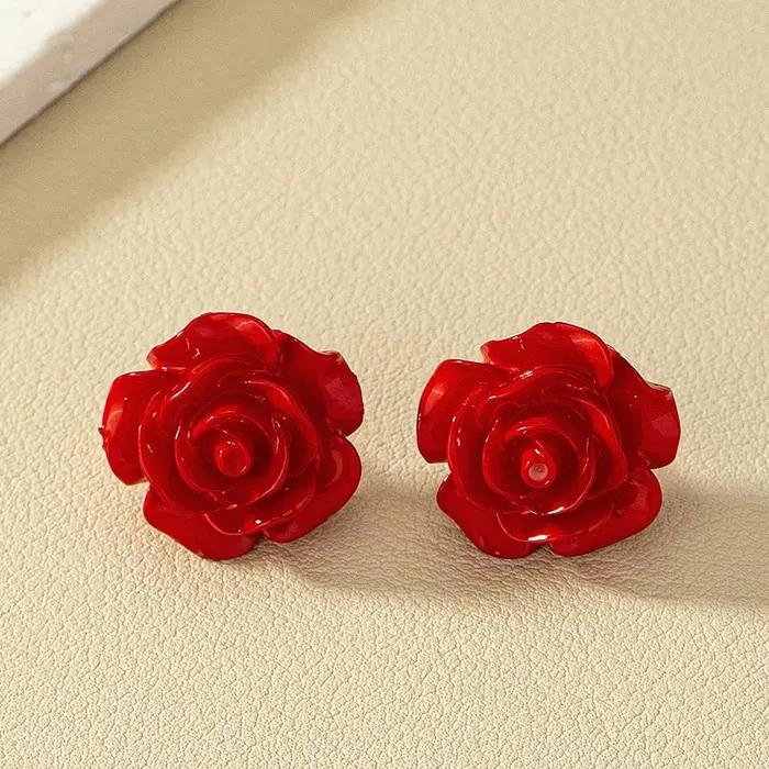 Obega fleur forme Trio boucles d'oreilles pour femmes rouge noir blanc résine fleurs boucle d'oreille goujon Vintage mignon fille enfant poste cadeau