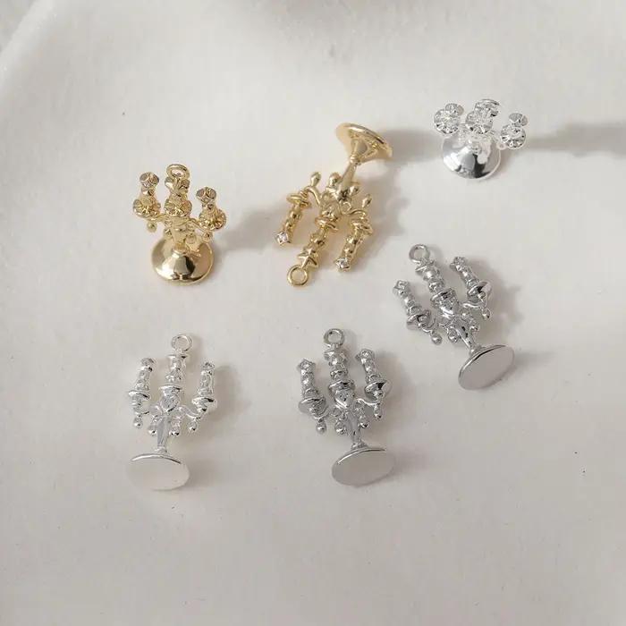 2 pièces 14K plaqué or Vintage palais bougie pendentif boucles d'oreilles colliers résultats bijoux bricolage fabrication fournitures accessoires faits à la main