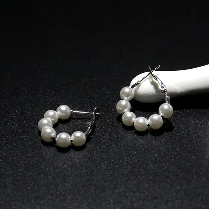 5 Style Imitation perle grandes boucles d'oreilles de luxe perle boucle ronde boucle d'oreille pour