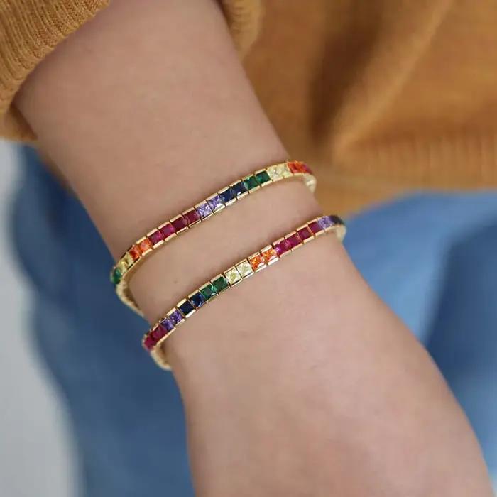 Bracelet Géométrique Arc-en-Ciel en Clip pour Femme