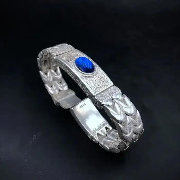 Bracelet en argent tibétain de Style ethnique rétro pour hommes et femmes
