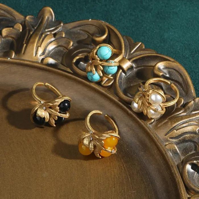 Bagues Vintage en Agate noire