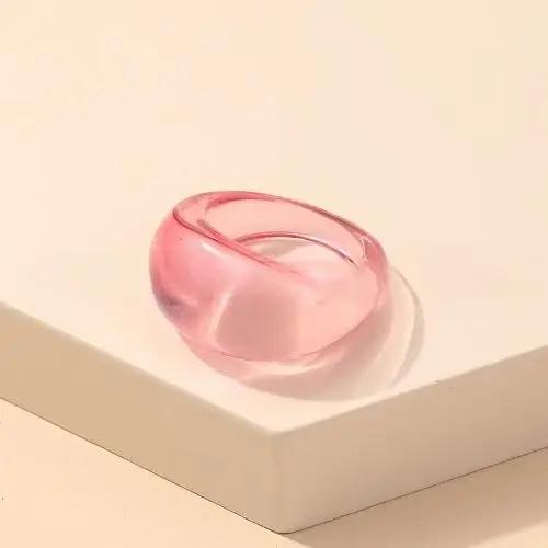 Grandes bagues rondes en résine acrylique pour femmes
